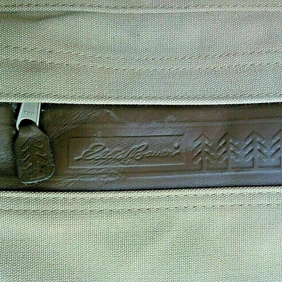 Eddie Bauer Ford Edition Khaki Canvas Leather Garment Bag Luggage Travel Carry - Picture 11 of 16